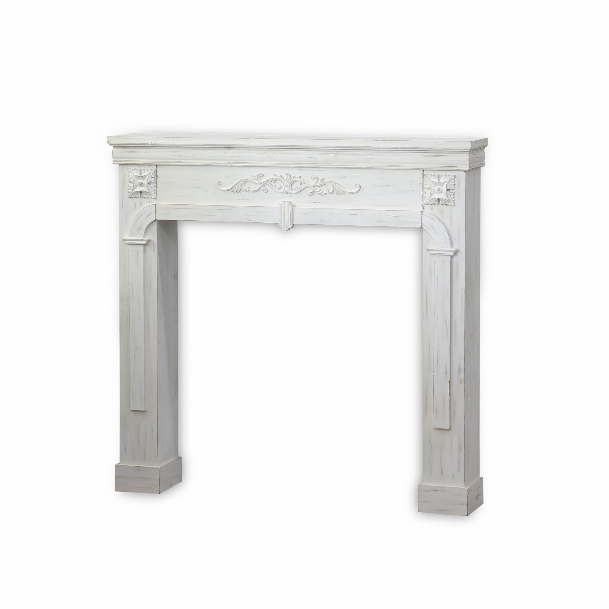 Cornice per caminetto effetto legno, bianco ceruleo