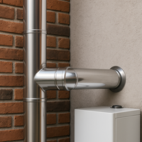 Raccordo t 90° mono parete acciaio inox sp. 0,5 mm collegamento canna fumaria *** misura Ø 150 mm, confezione 1