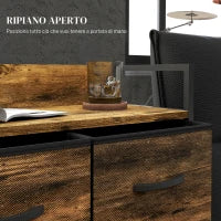Cassettiera 4 Cassetti Rimovibili dal Design Industriale in Legno e Acciaio, 60x29x85 cm, Marrone e Nero