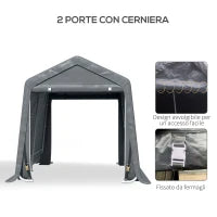 Tendone Garage per Auto, Moto e Attrezzi in Metallo e Tessuto PE, 280x240x240cm, Grigio