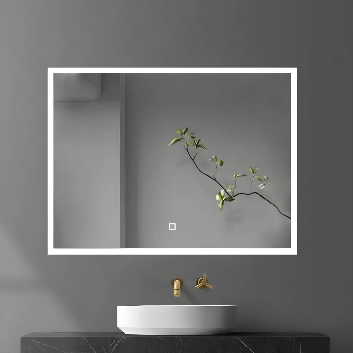 Specchio 5 mm rettangolare squadrato cornice led interruttore touch *** misure 100x80 cm, tonalità dimmerabile 2700-...