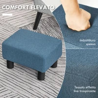 Pouf Poggiapiedi Imbottito e Rettangolare in Poliestere e Plastica, 40x30x24 cm, Blu Scuro