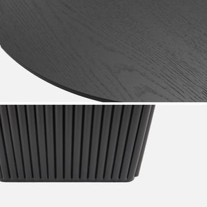 Tavolino ovale in legno di hevea placcato rovere, nero