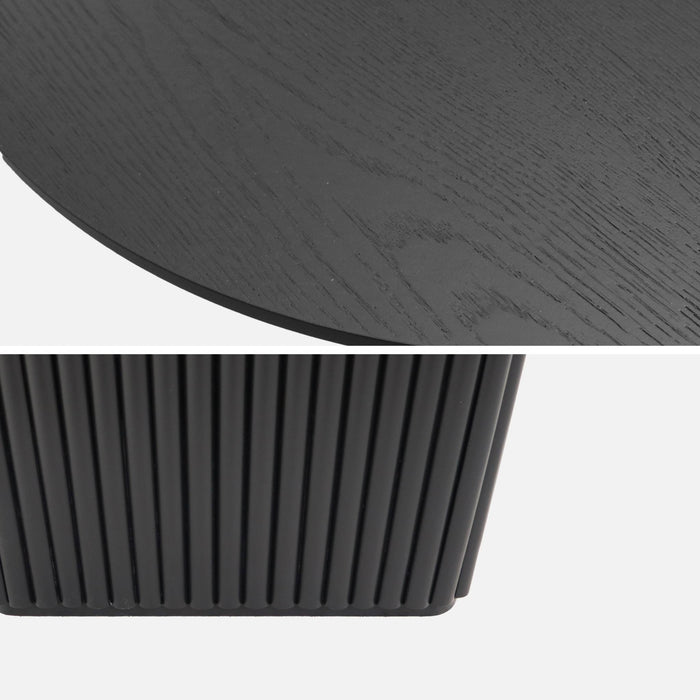 Tavolino ovale in legno di hevea placcato rovere, nero