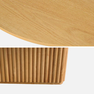 Tavolino ovale in legno di hevea placcato rovere, quercia