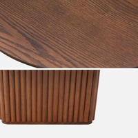 Tavolino ovale in legno di hevea placcato rovere, noce