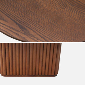 Tavolino ovale in legno di hevea placcato rovere, noce