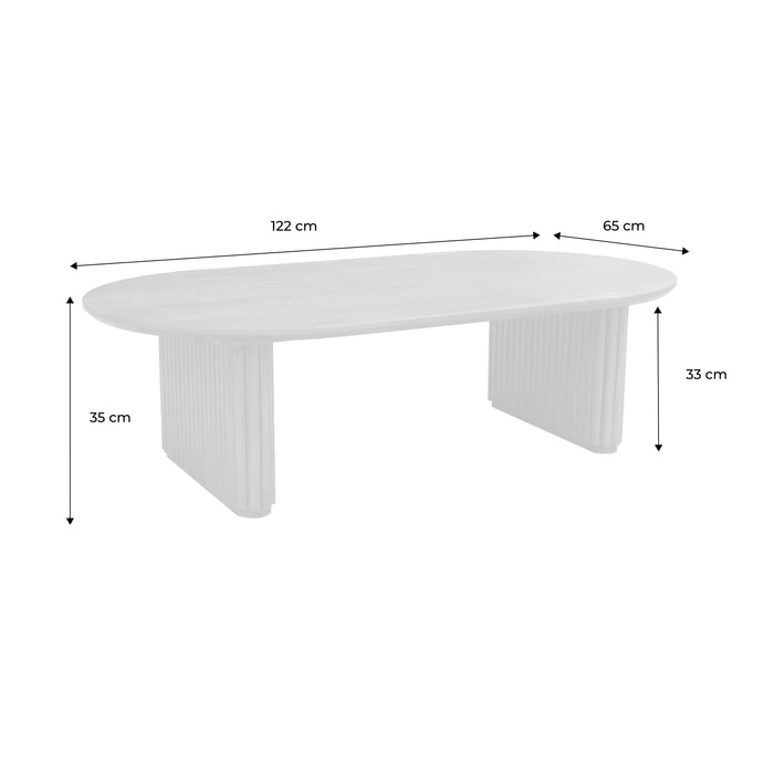 Tavolino ovale in legno di hevea placcato rovere, noce