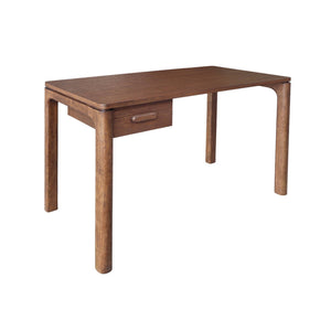 Scrivania in legno di caucciù impiallacciatura di quercia, 1 cassetto,