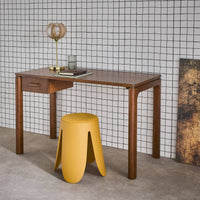 Scrivania in legno di caucciù impiallacciatura di quercia, 1 cassetto,