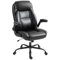 Poltrona da Ufficio con Braccioli Ribaltabili, Sedia da Ufficio Ergonomica, Altezza Regolabile, Schienale Reclinabile, Nero