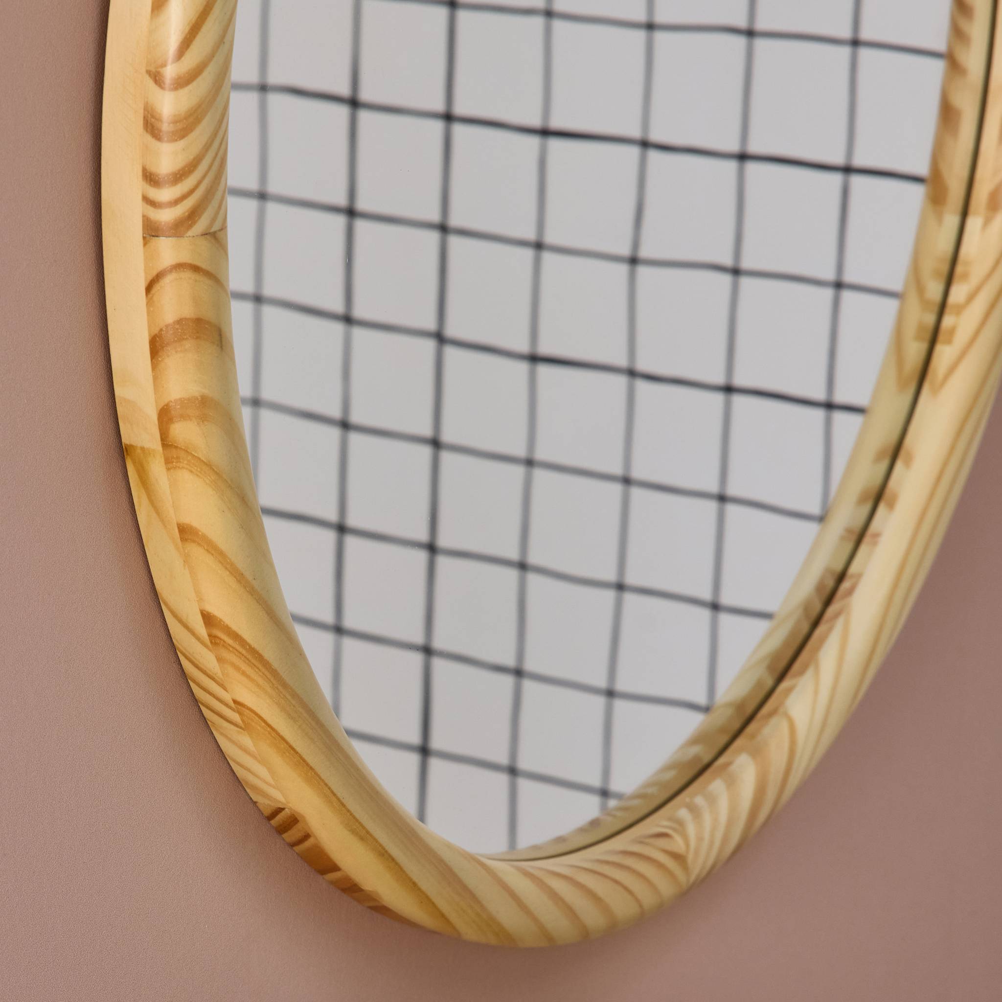 Specchio rotondo in legno di pino, 60cm, marrone naturale