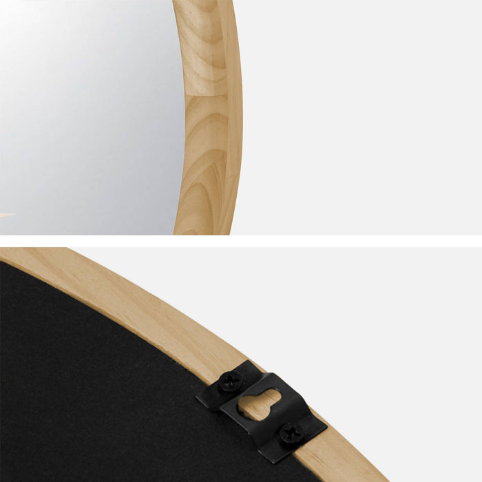 Specchio rotondo in legno di pino, 60cm, marrone naturale