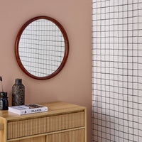 Specchio rotondo in legno di pino, 60cm, marrone