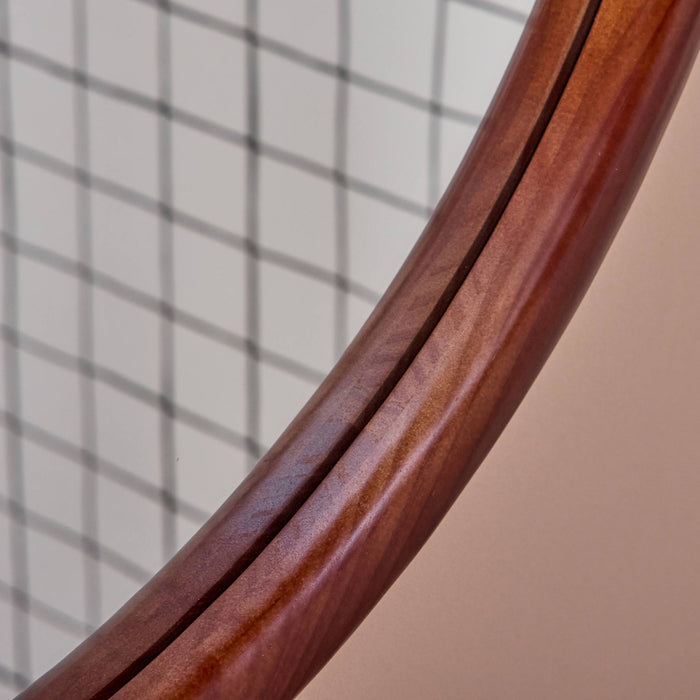 Specchio rotondo in legno di pino, 60cm, marrone