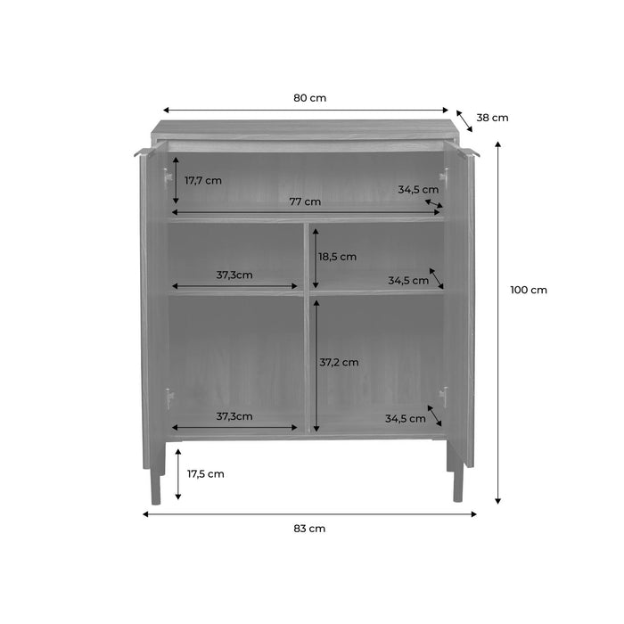 Credenza vintage effetto legno di noce, 83cm, marrone