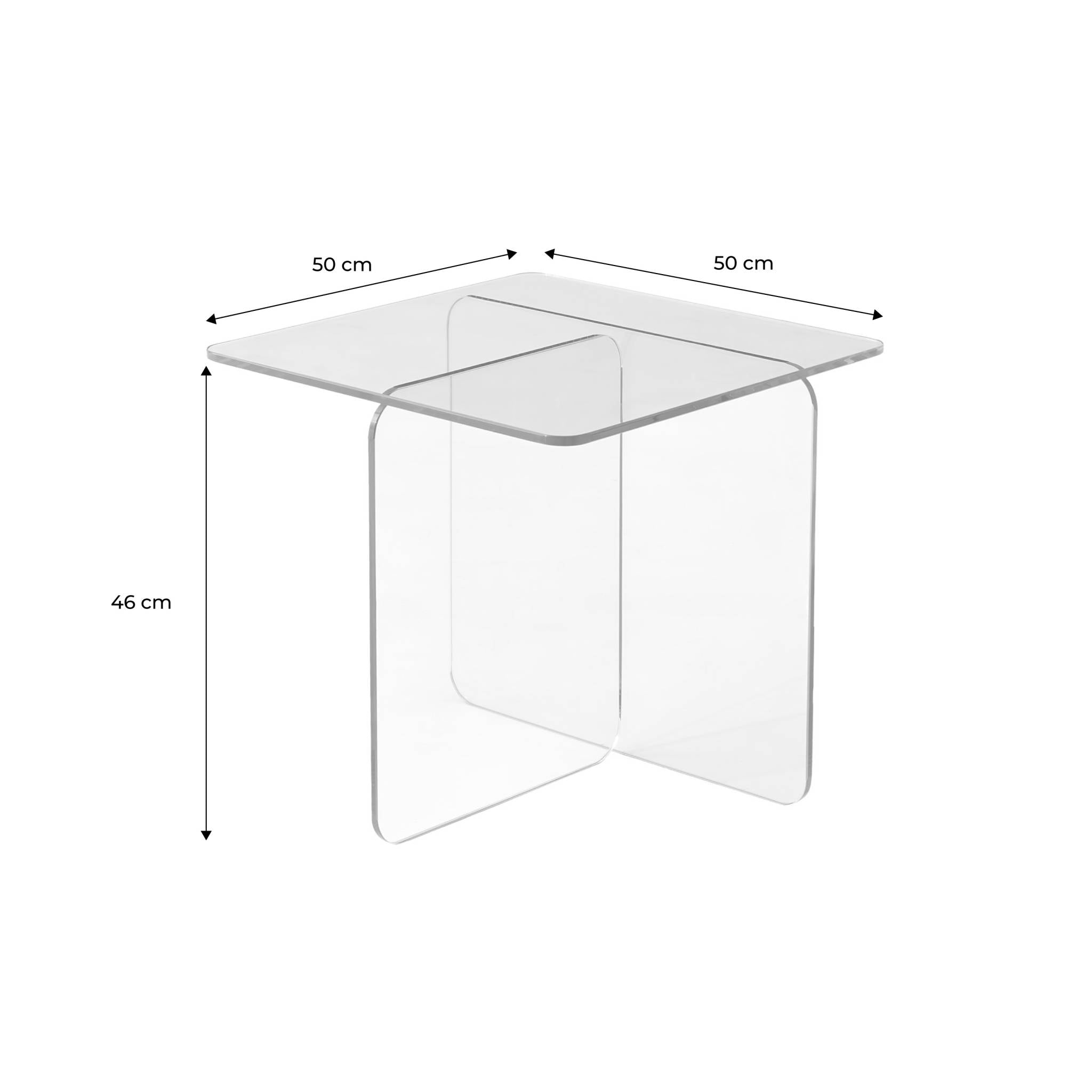 Tavolino quadrato in vetro temperato