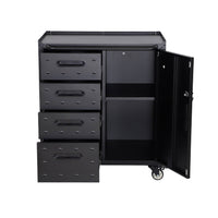 Mobile basso da garage con 4 cassetti e una porta, nero