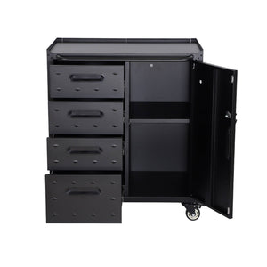 Mobile basso da garage con 4 cassetti e una porta, nero