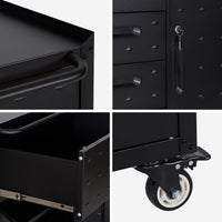 Mobile basso da garage con 4 cassetti e una porta, nero