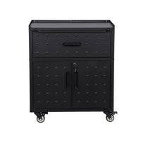 Mobile basso da garage con 1 cassetto e 2 ante, nero