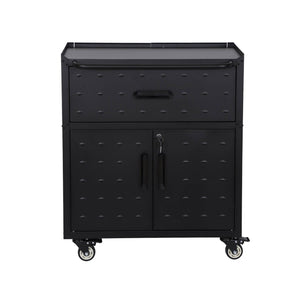 Mobile basso da garage con 1 cassetto e 2 ante, nero