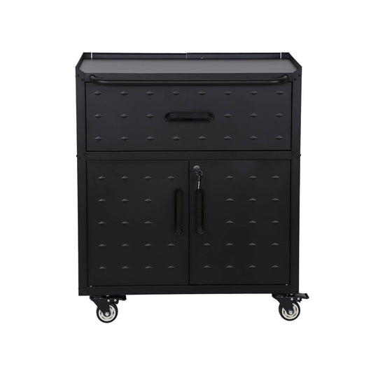 Mobile basso da garage con 1 cassetto e 2 ante, nero