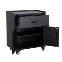 Mobile basso da garage con 1 cassetto e 2 ante, nero