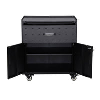 Mobile basso da garage con 1 cassetto e 2 ante, nero