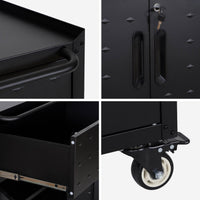 Mobile basso da garage con 1 cassetto e 2 ante, nero