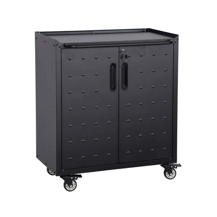 Mobile basso da garage con 2 ante, nero