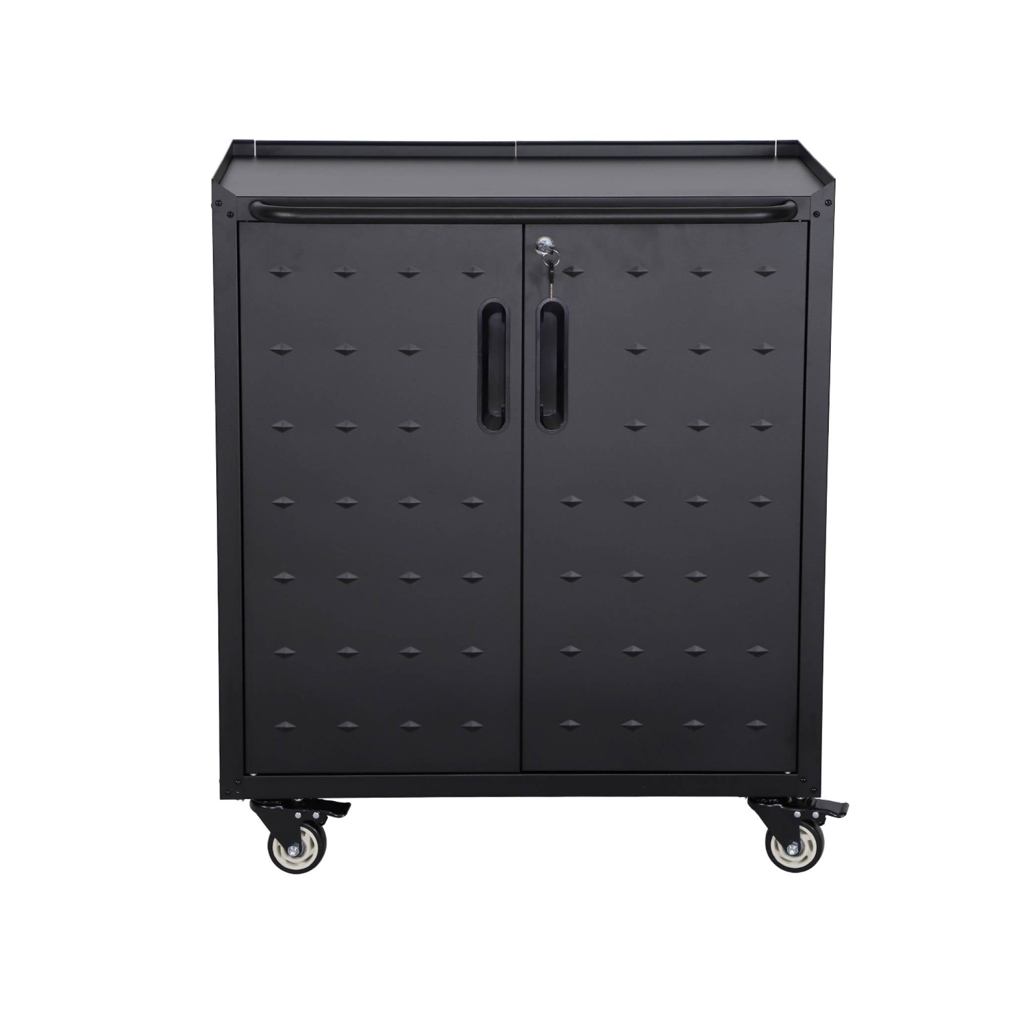 Mobile basso da garage con 2 ante, nero