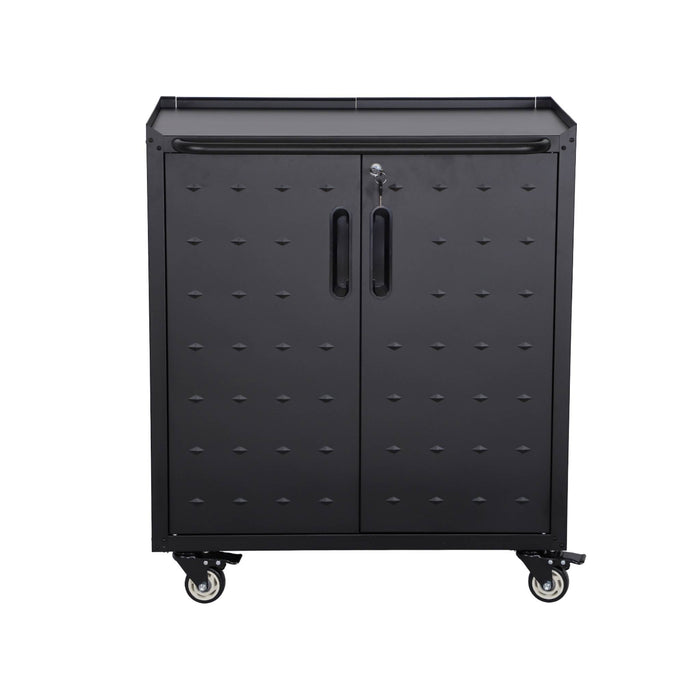 Mobile basso da garage con 2 ante, nero