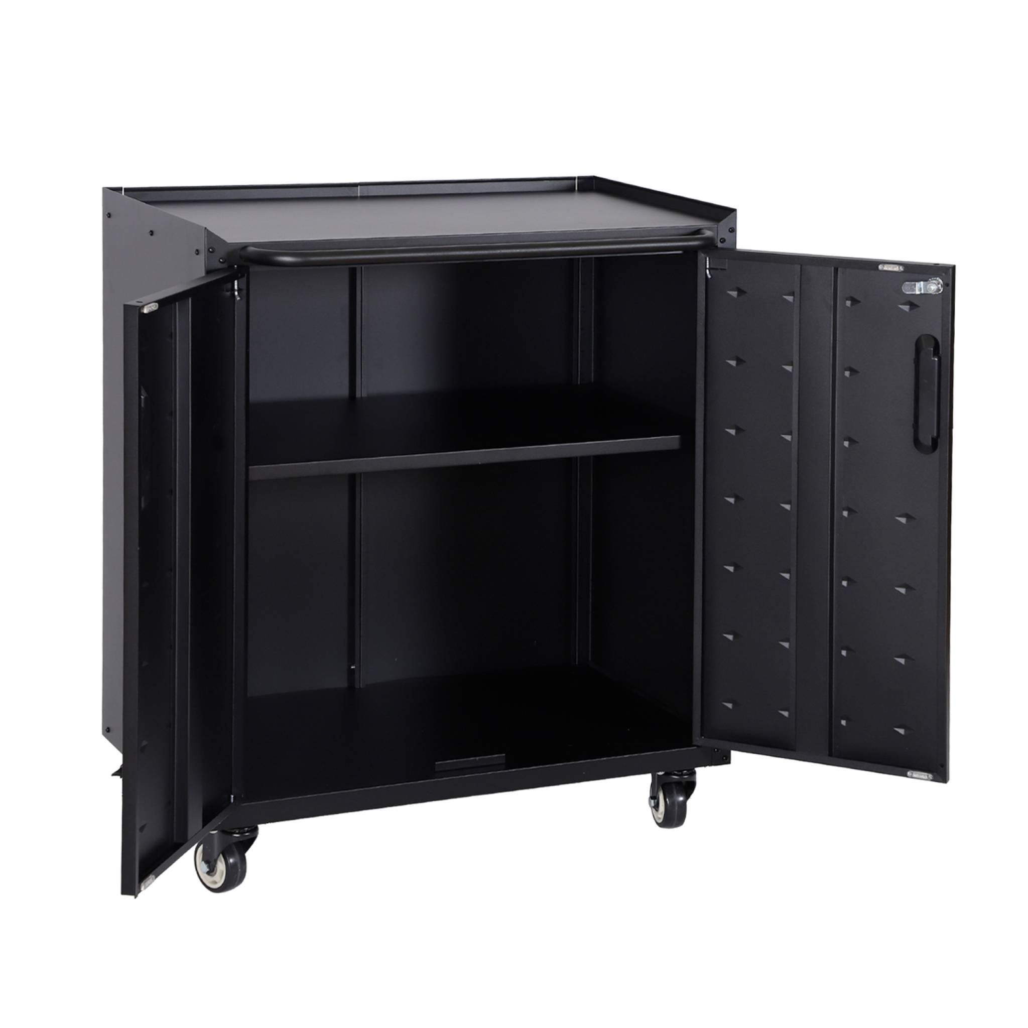 Mobile basso da garage con 2 ante, nero