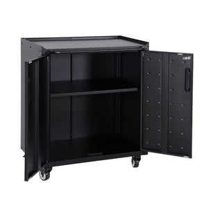 Mobile basso da garage con 2 ante, nero