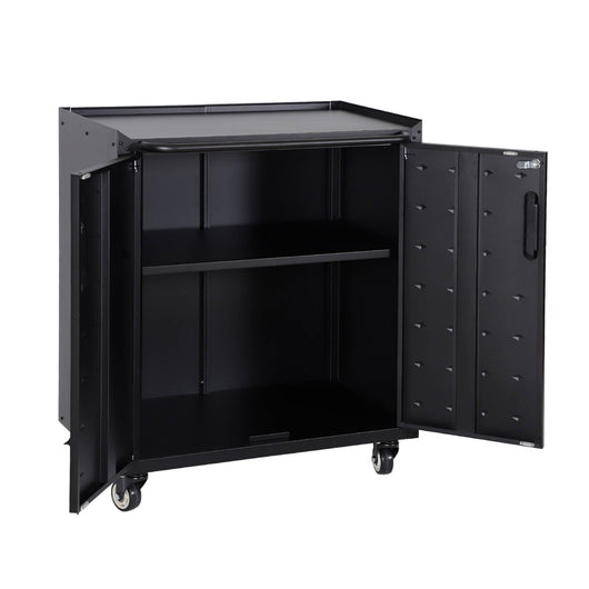 Mobile basso da garage con 2 ante, nero