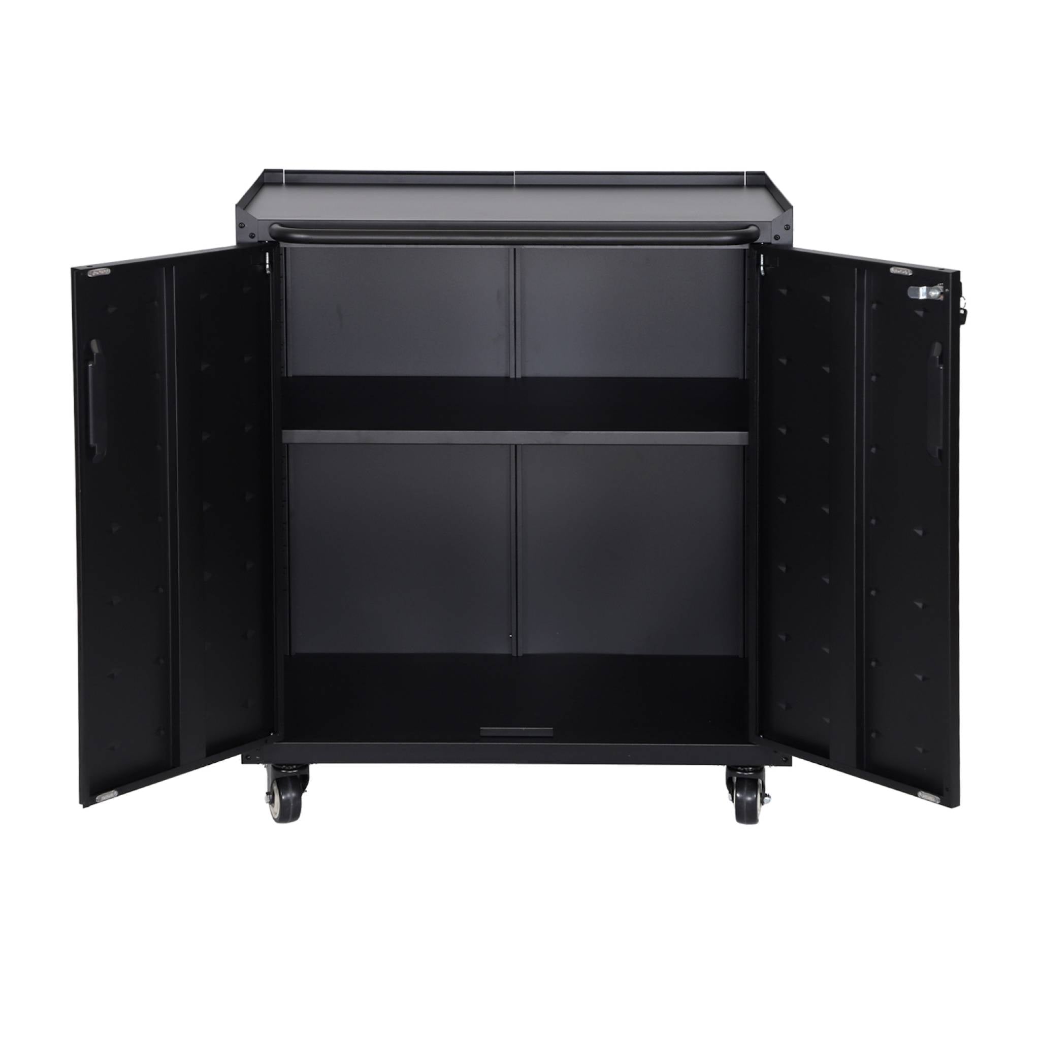 Mobile basso da garage con 2 ante, nero