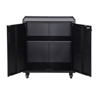 Mobile basso da garage con 2 ante, nero