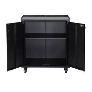 Mobile basso da garage con 2 ante, nero