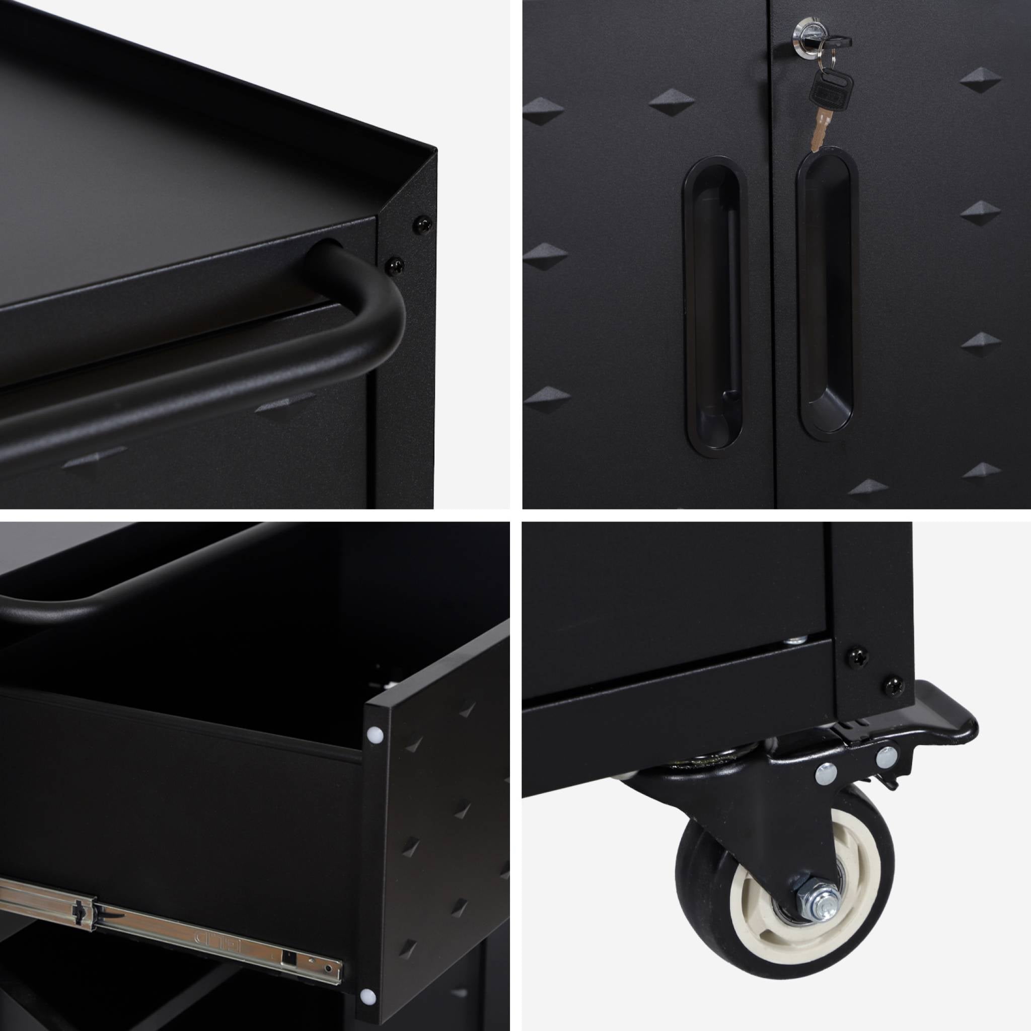 Mobile basso da garage con 2 ante, nero