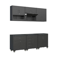 Mobili contenitore per garage 6 moduli acciaio, nero