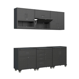 Mobili contenitore per garage 6 moduli acciaio, nero
