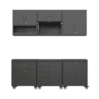 Mobili contenitore per garage 6 moduli acciaio, nero