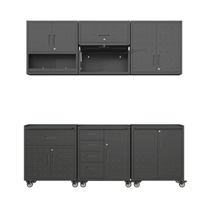 Mobili contenitore per garage 6 moduli acciaio, nero