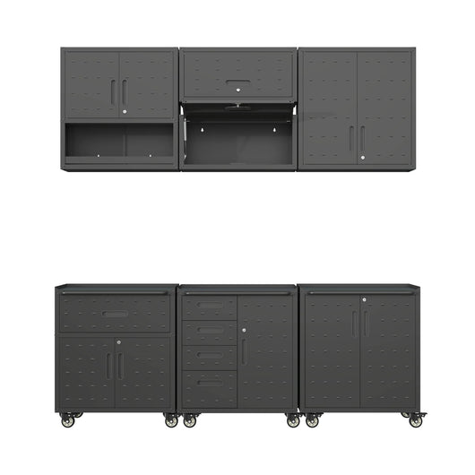 Mobili contenitore per garage 6 moduli acciaio, nero