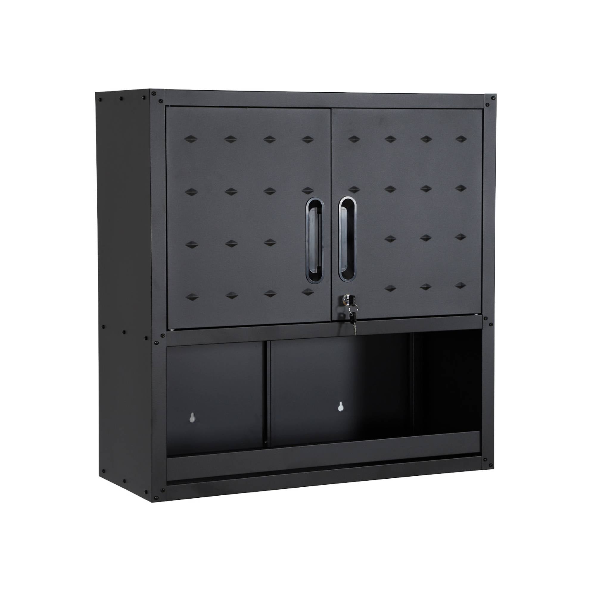 Mobile alto contenitore per garage con scaffale, nero