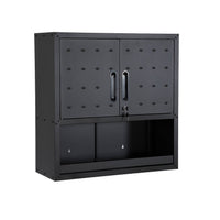 Mobile alto contenitore per garage con scaffale, nero