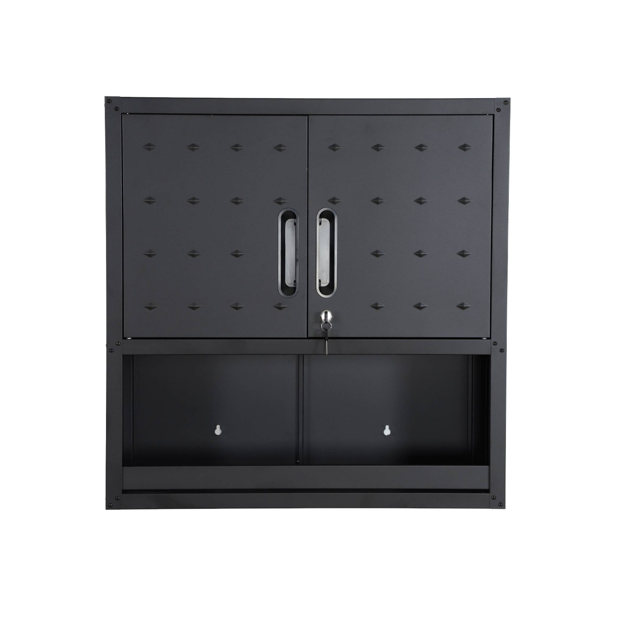 Mobile alto contenitore per garage con scaffale, nero