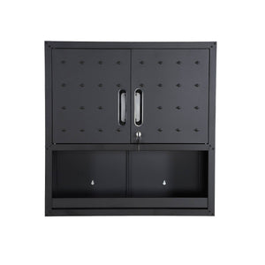 Mobile alto contenitore per garage con scaffale, nero