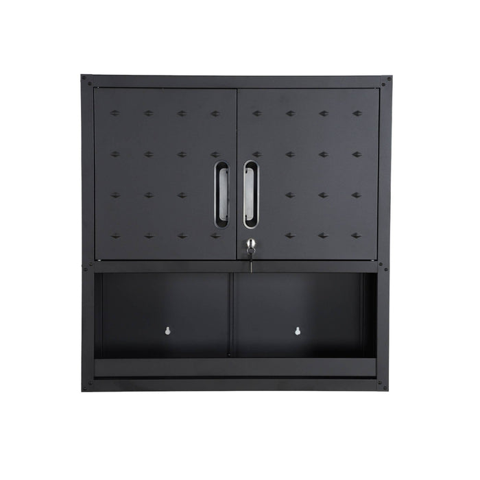 Mobile alto contenitore per garage con scaffale, nero